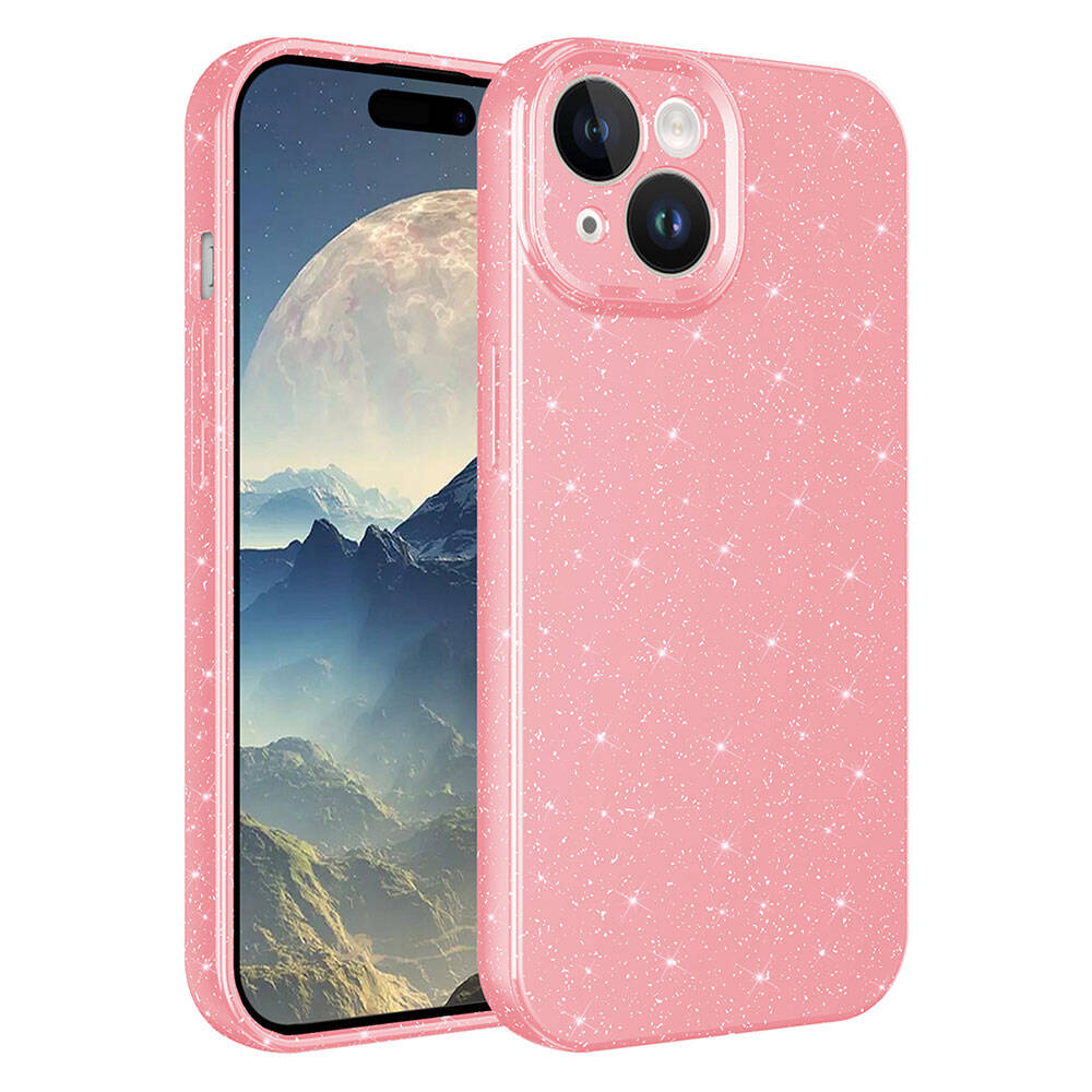 iPhone%20Uyumlu%2015%20Kılıf%20Kamera%20Korumalı%20Simli%20Lüks%20Zore%20Koton%20Kapak-Pembe