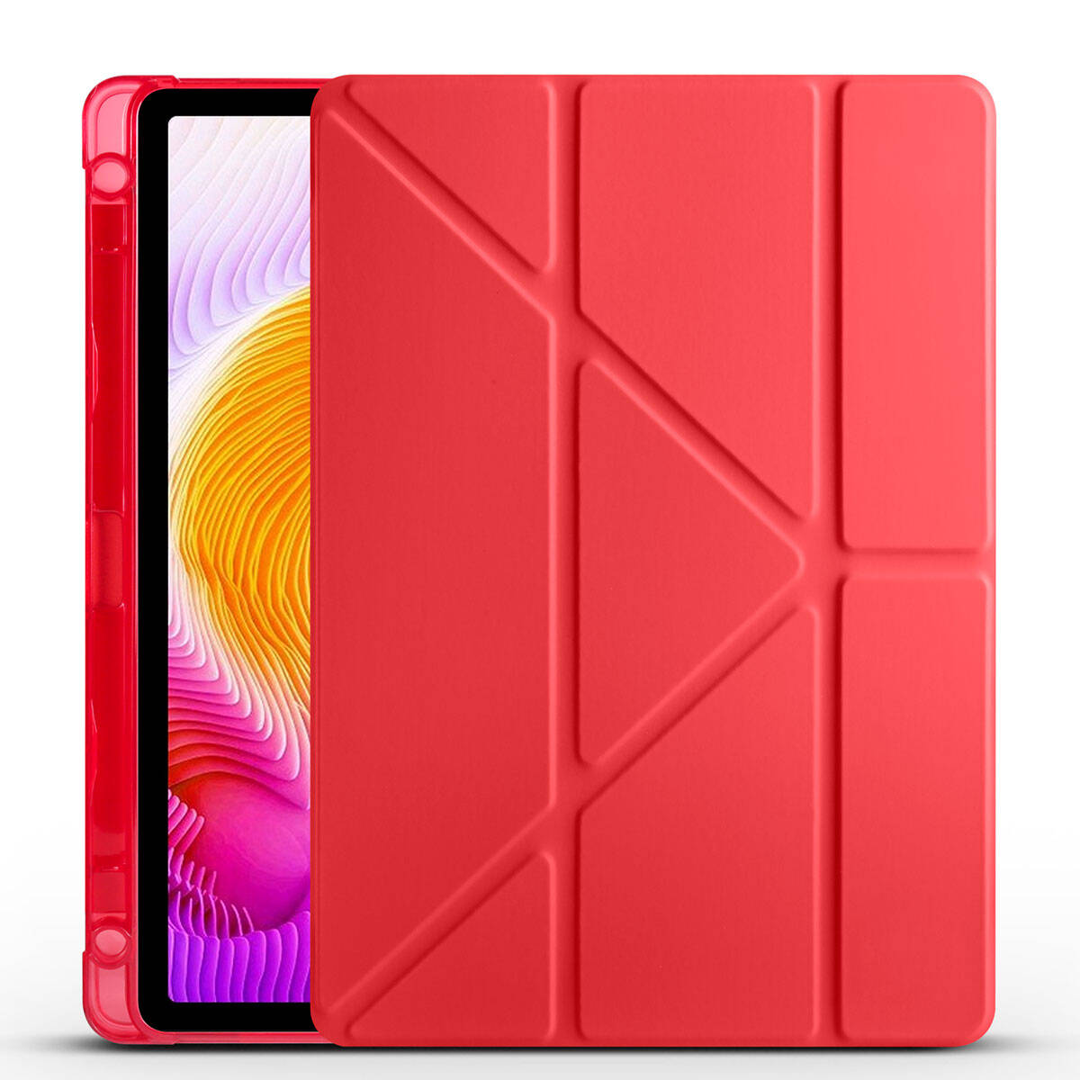 Xiaomi%20Uyumlu%20%20Redmi%20Pad%20SE%20Kılıf%20Zore%20Tri%20Folding%20Kalem%20Bölmeli%20Standlı%20Kılıf-Kırmızı