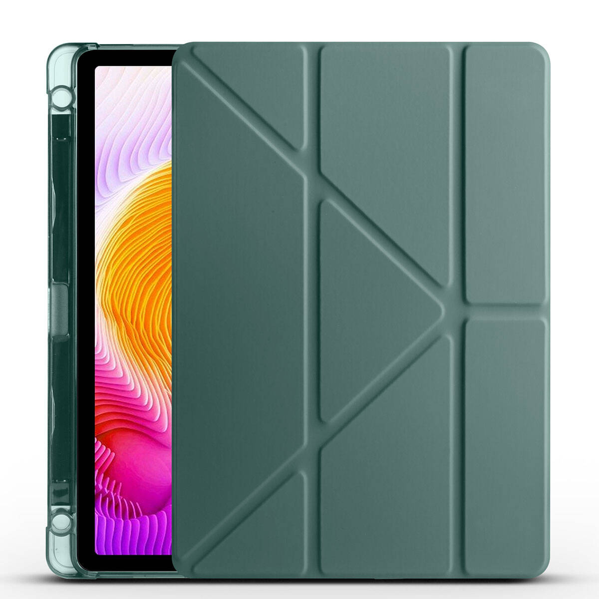 Xiaomi%20Uyumlu%20%20Redmi%20Pad%20SE%20Kılıf%20Zore%20Tri%20Folding%20Kalem%20Bölmeli%20Standlı%20Kılıf-Koyu%20yeşil