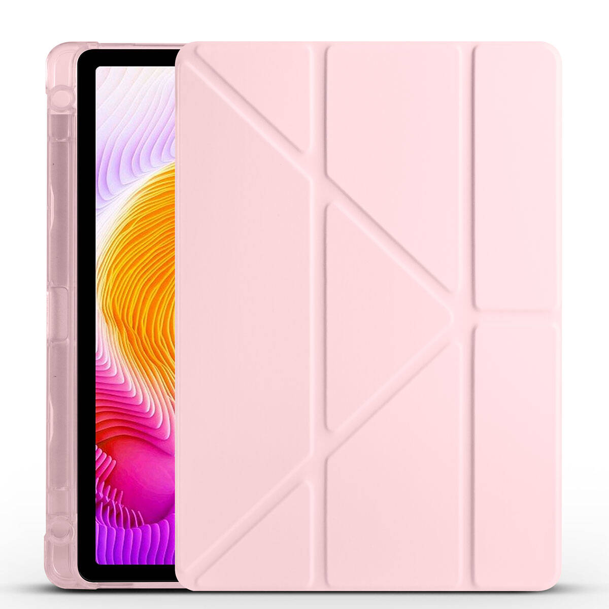 Xiaomi%20Uyumlu%20%20Redmi%20Pad%20SE%20Kılıf%20Zore%20Tri%20Folding%20Kalem%20Bölmeli%20Standlı%20Kılıf-Rose%20gold