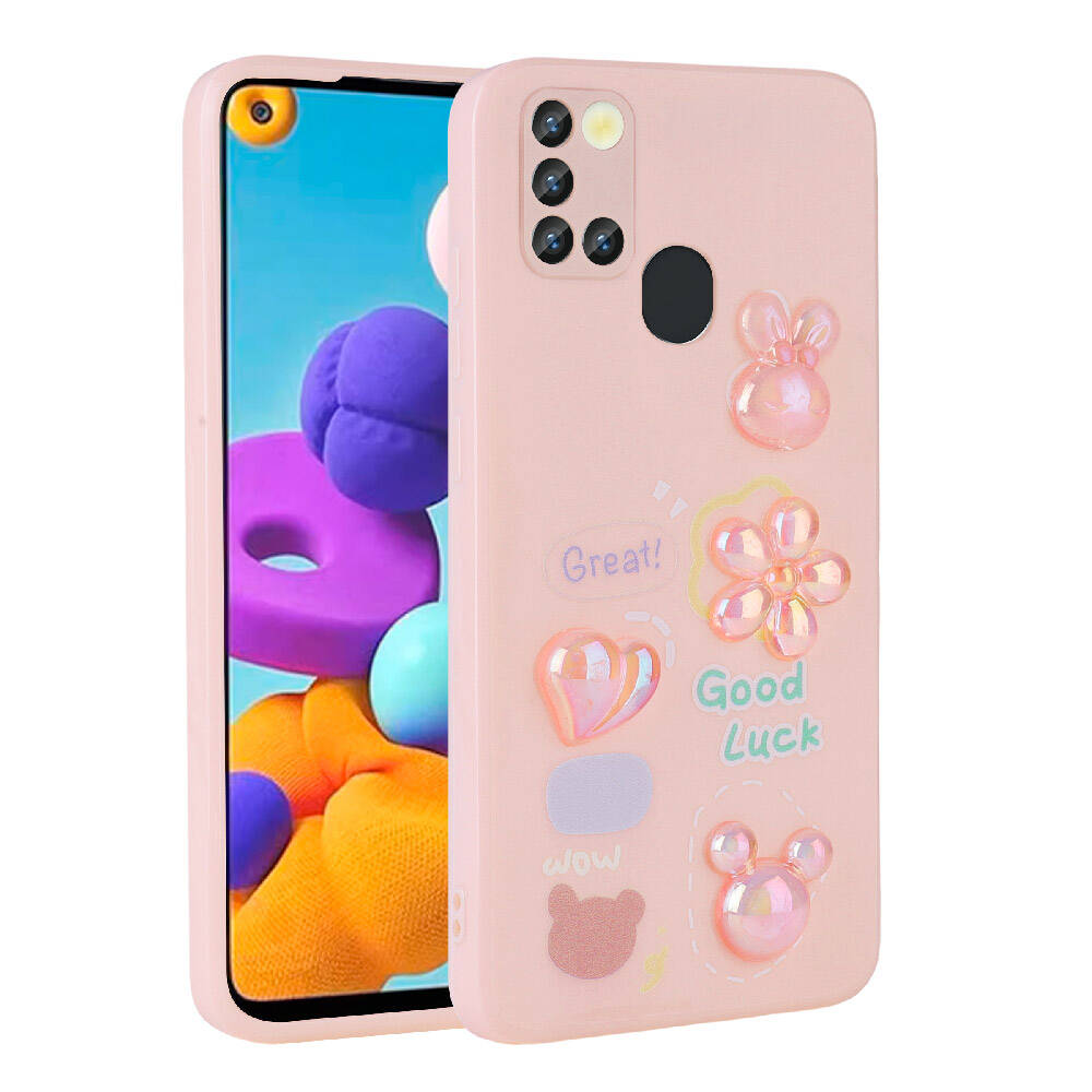 Galaxy%20Uyumlu%20A21S%20Kılıf%20Kabartma%20Figürlü%20Parlak%20Zore%20Toys%20Silikon%20Kapak-Pembe