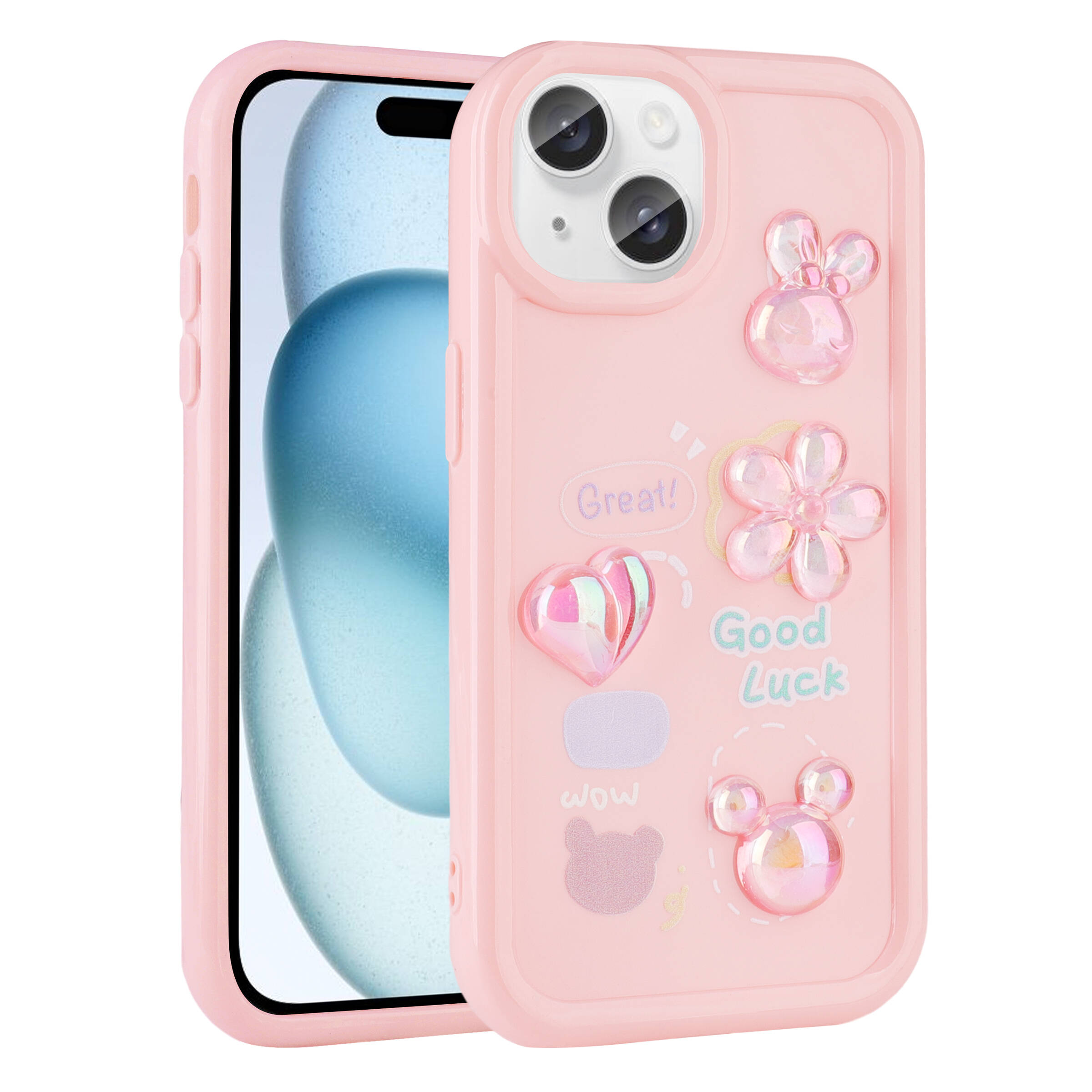 iPhone%20Uyumlu%2014%20Plus%20Kılıf%20Kabartma%20Figürlü%20Parlak%20Zore%20Toys%20Silikon%20Kapak-Pembe