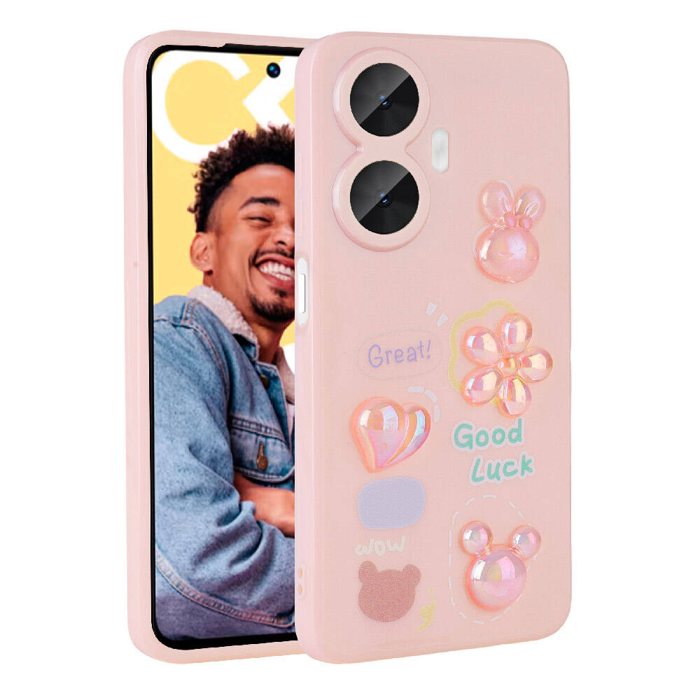 Realme%20C55%20Kılıf%20Kabartma%20Figürlü%20Parlak%20Zore%20Toys%20Silikon%20Kapak-Pembe