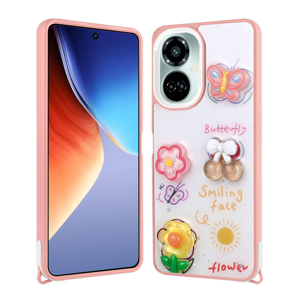 Tecno%20Camon%2019%20Kılıf%20Parlayan%20Simli%20Kabartma%20Figürlü%20Zore%20Cevze%20Kapak-Pembe