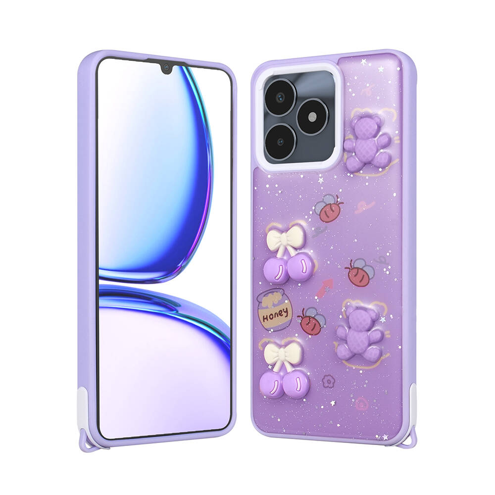 Realme%20C53%204G%20Kılıf%20Parlayan%20Simli%20Kabartma%20Figürlü%20Zore%20Cevze%20Kapak-Mor%20ayı