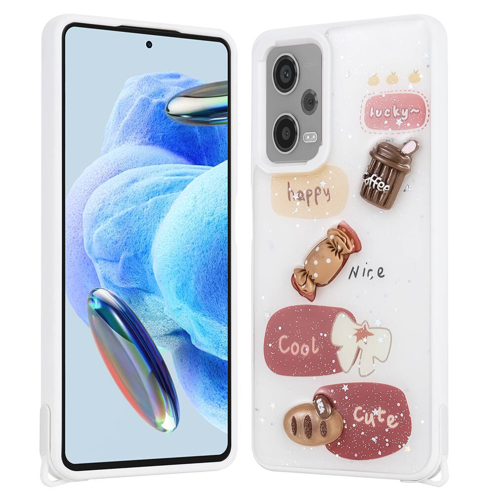 Xiaomi%20Uyumlu%20%20Redmi%20Note%2012%20Pro%205G%20Kılıf%20Parlayan%20Simli%20Kabartma%20Figürlü%20Zore%20Cevze%20Kapak-Beyaz