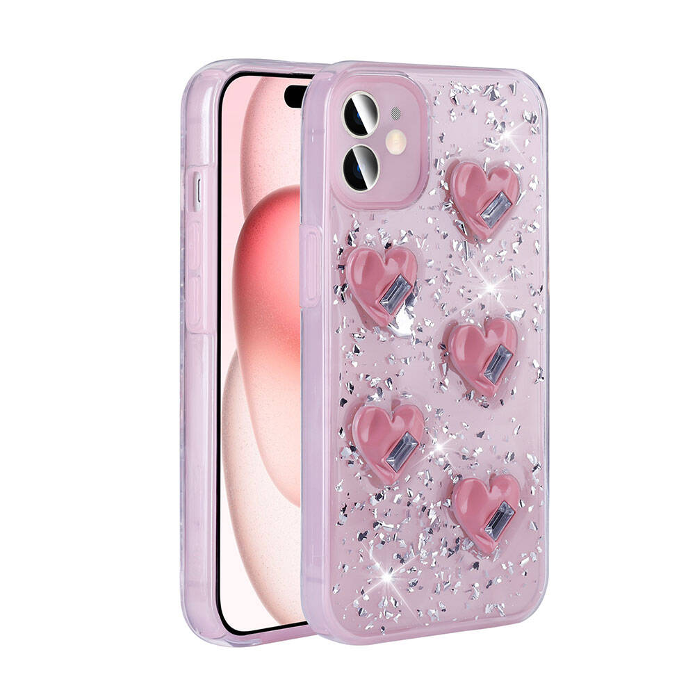 iPhone%20Uyumlu%2013%20Kılıf%20Airbagli%20Simli%20Arka%20Yüzey%20Zore%20Işıltı%20Silikon%20Kapak-Pembe