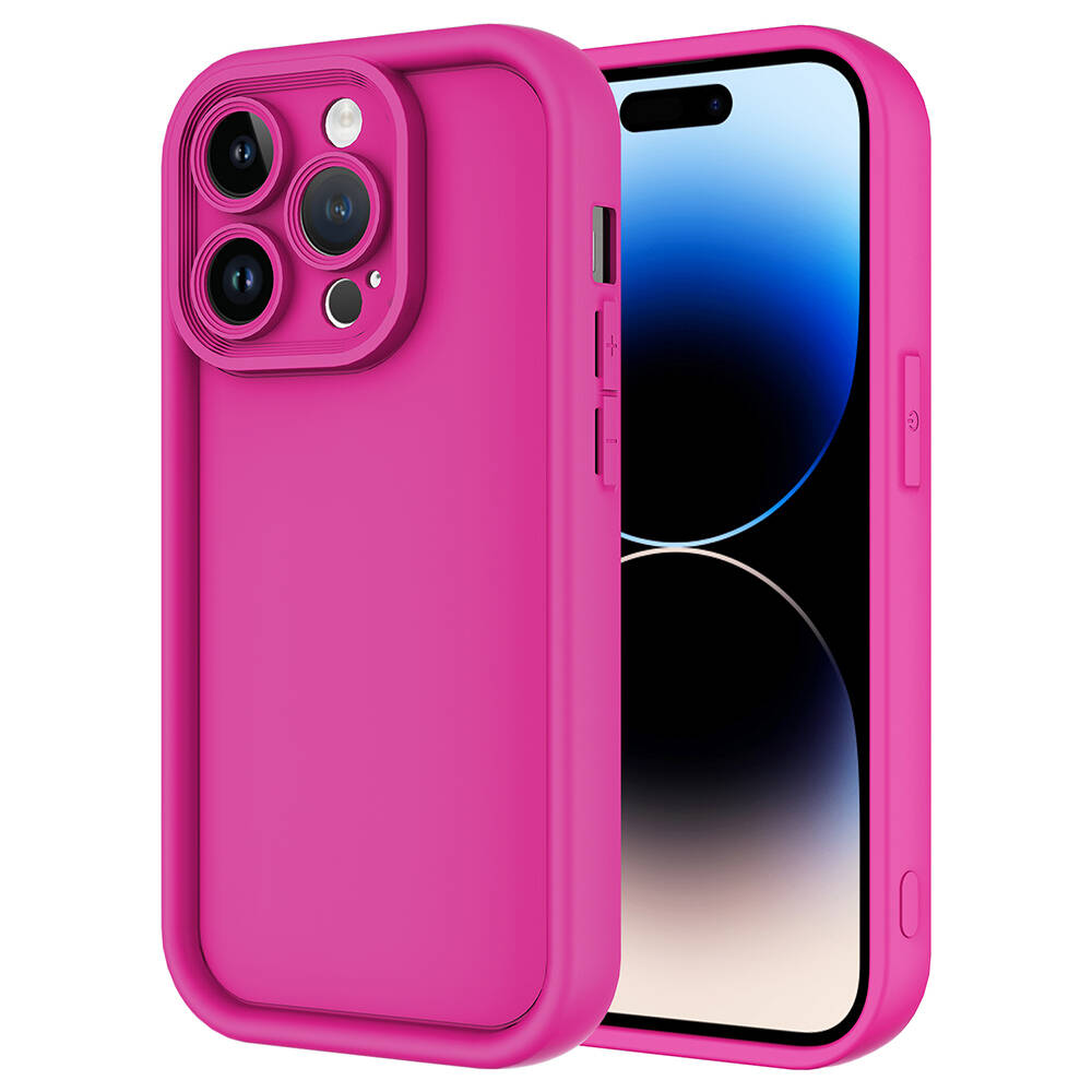 iPhone%20Uyumlu%2014%20Pro%20Kılıf%20Kamera%20Korumalı%20Zore%20Ananas%20Kapak-Pembe%20koyu