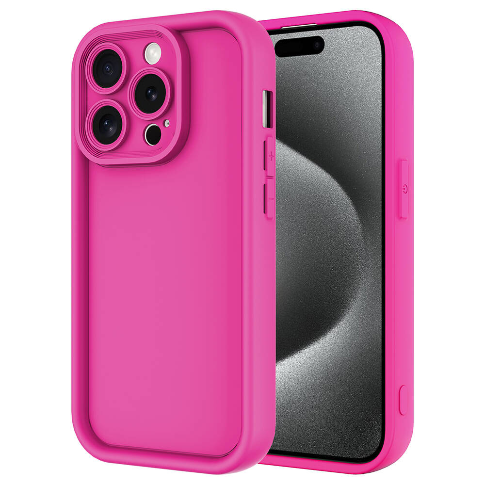 iPhone%20Uyumlu%2015%20Pro%20Kılıf%20Kamera%20Korumalı%20Zore%20Ananas%20Kapak-Pembe%20koyu