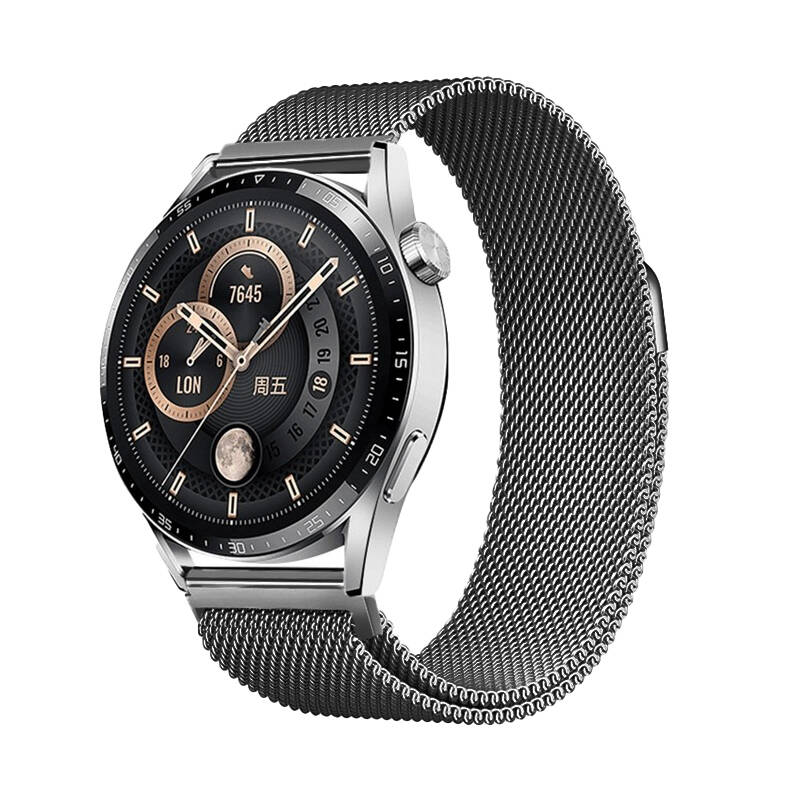 Huawei%20Uyumlu%20Watch%20GT3%2046mm%20Zore%20Band-12%2020mm%20Metal%20Hasır%20Kordon-Gri