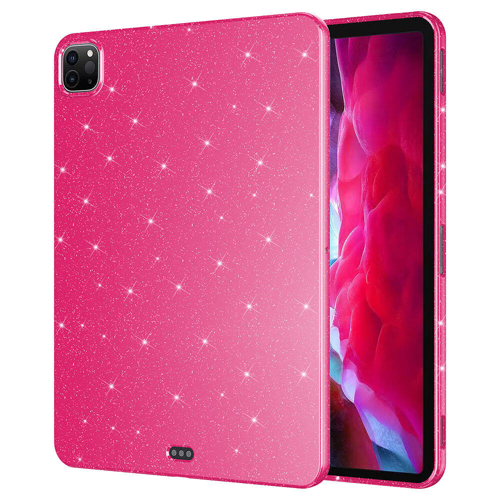 iPad%20Uyumlu%20Pro%2011%202018%20Simli%20Parlak%20Görünümlü%20Zore%20Tablet%20Koton%20Kılıf-Pembe%20koyu