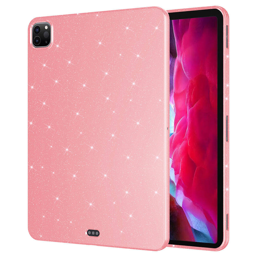 iPad%20Uyumlu%20Pro%2011%202018%20Simli%20Parlak%20Görünümlü%20Zore%20Tablet%20Koton%20Kılıf-Pembe