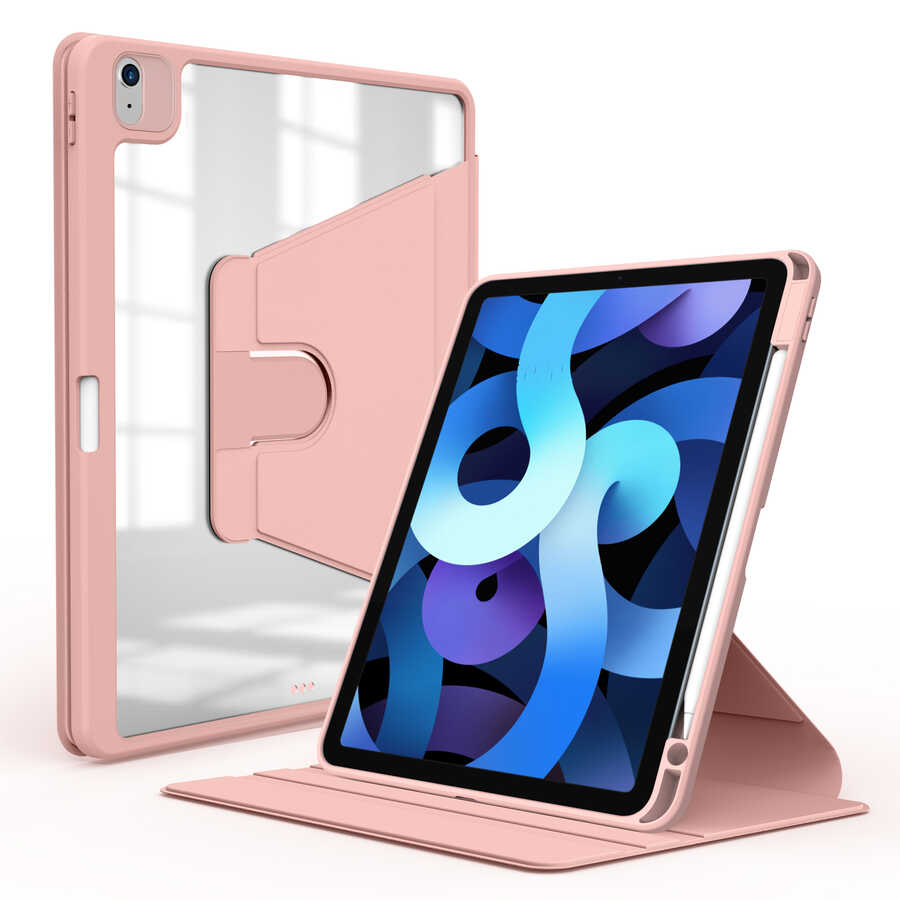 iPad%20Uyumlu%20Air%2011%202024%20Kılıf%20Zore%20Nayn%20Dönebilen%20Standlı%20Kılıf-Pembe