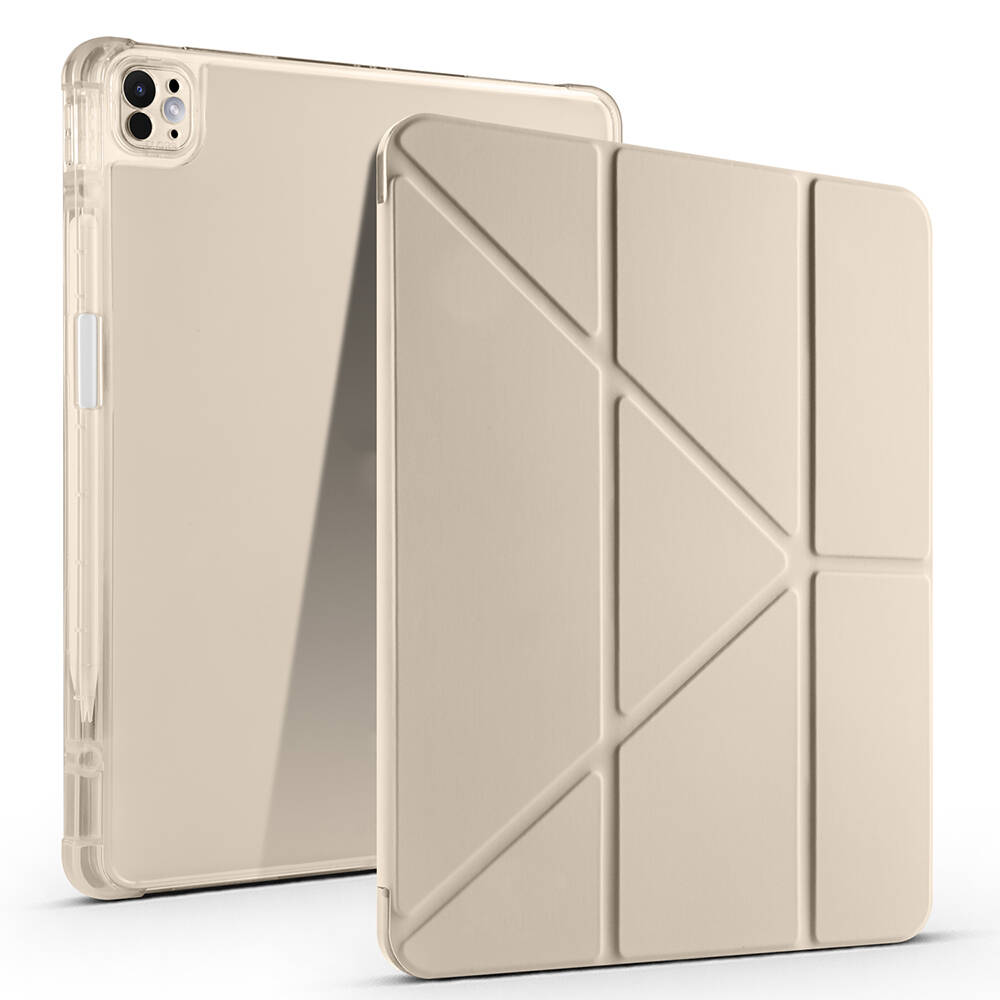 iPad%20Uyumlu%20Air%2011%202024%20Kılıf%20Zore%20Tri%20Folding%20Kalem%20Bölmeli%20Standlı%20Kılıf-Gold