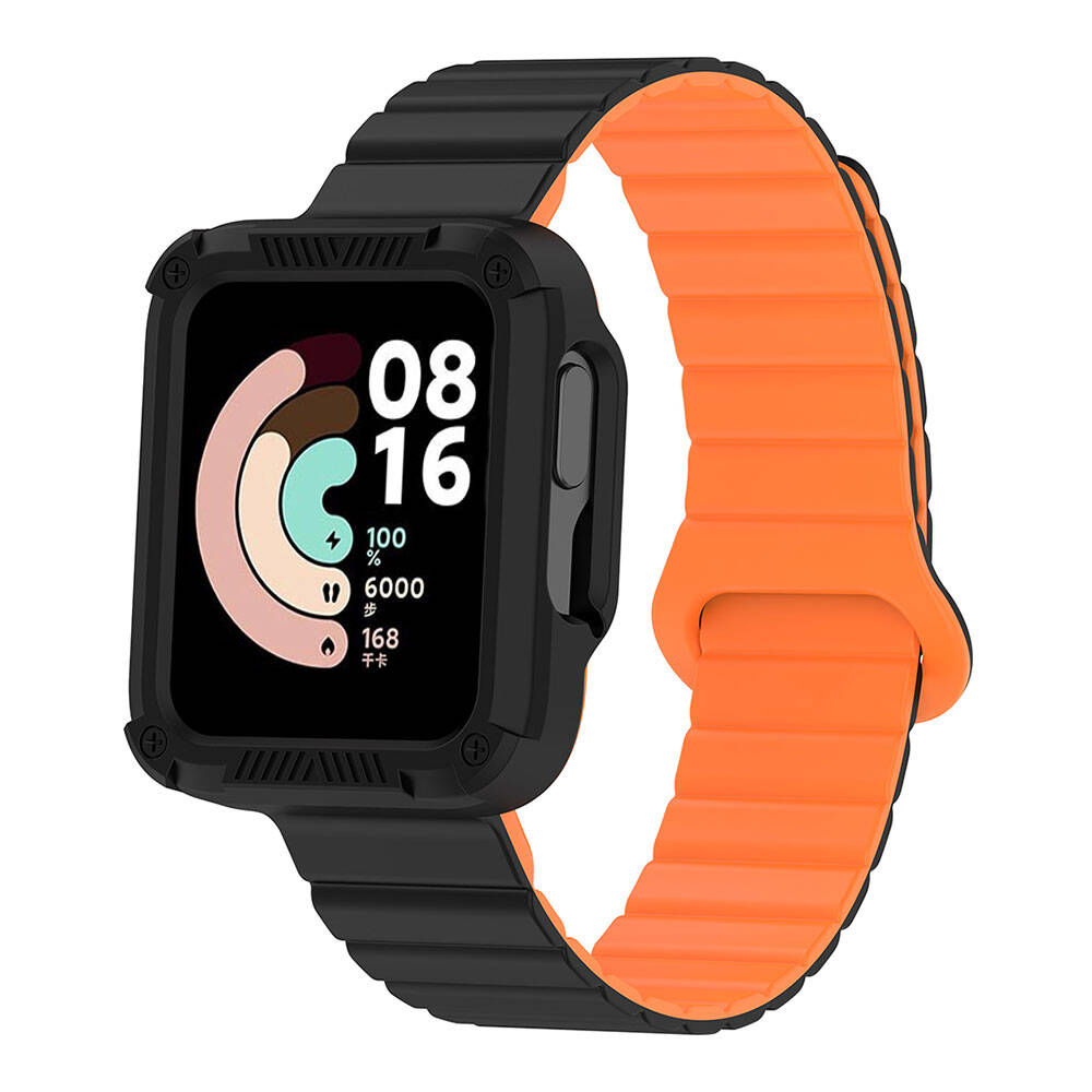 Xiaomi%20Uyumlu%20%20Redmi%20Watch%201%20Silikon%20Kordon%20Zore%20KRD-105%20Strap%20Kayış-Siyah-turuncu