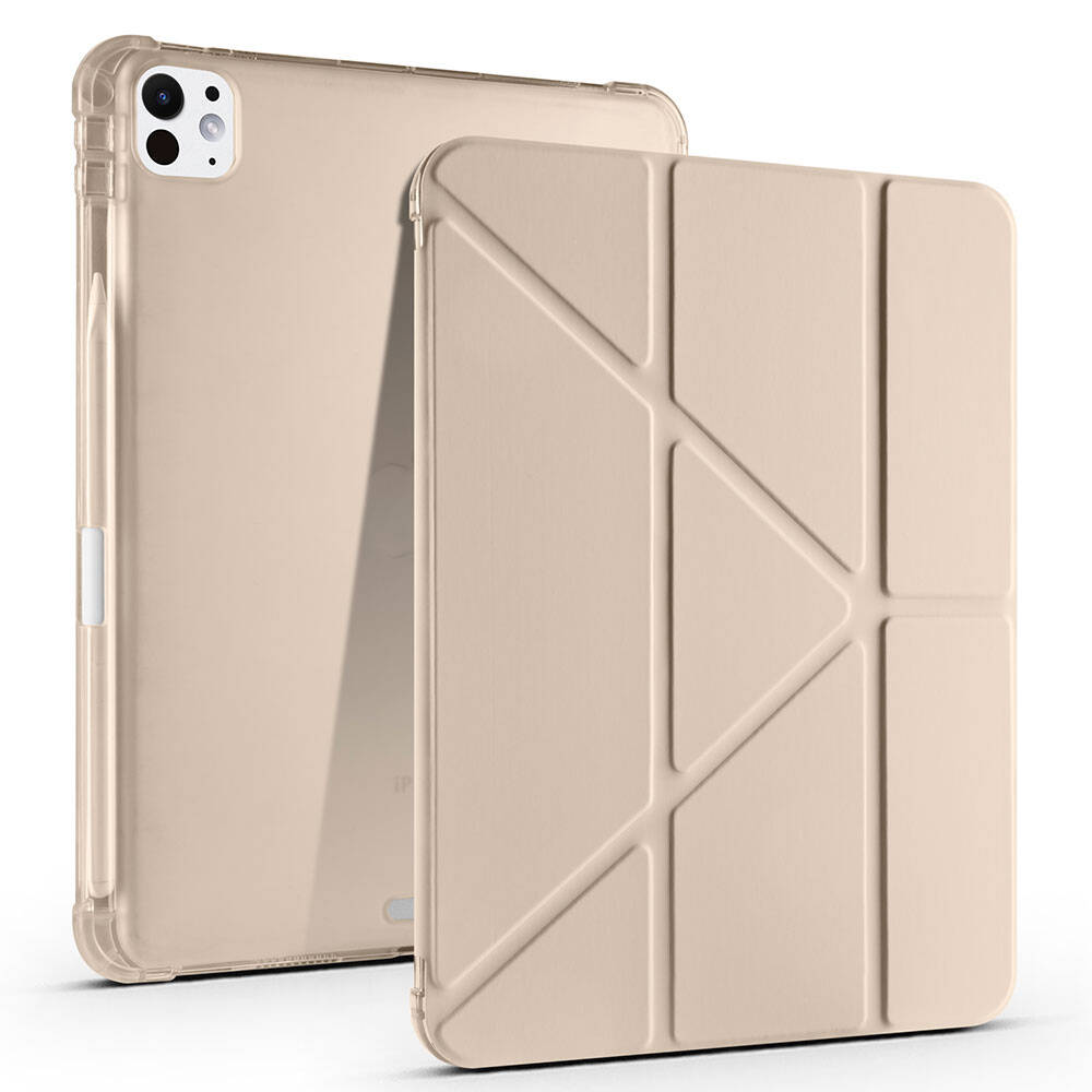 iPad%20Uyumlu%20Pro%2011%202024%20Kılıf%20Zore%20Tri%20Folding%20Kalem%20Bölmeli%20Standlı%20Kılıf-Gold