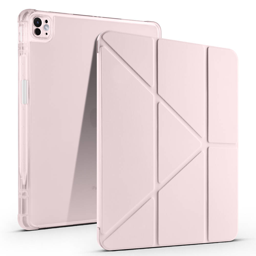 iPad%20Uyumlu%20Air%2013%202024%20Kılıf%20Zore%20Tri%20Folding%20Kalem%20Bölmeli%20Standlı%20Kılıf-Rose%20gold