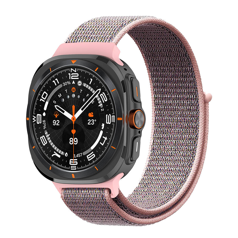 ​​Galaxy%20Uyumlu%20Watch%20Ultra%2047mm%20Zore%20KRD-03%20Hasır%20Kordon-Kum%20pembe