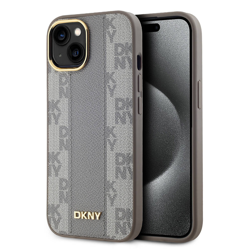 iPhone%20Uyumlu%2015%20Kılıf%20DKNY%20Orjinal%20Lisanslı%20MagSafe%20Şarj%20Özellikli%203D%20Yazılı%20Checkered%20Pattern%20Kapak