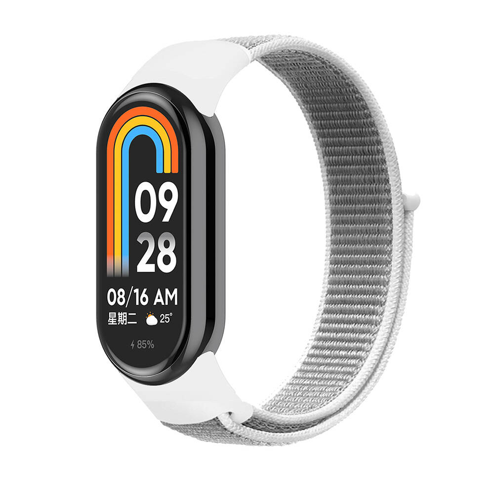 Xiaomi%20Uyumlu%20%20Mi%20Band%208%20Zore%20KRD-03%20Hasır%20Kordon-Beyaz