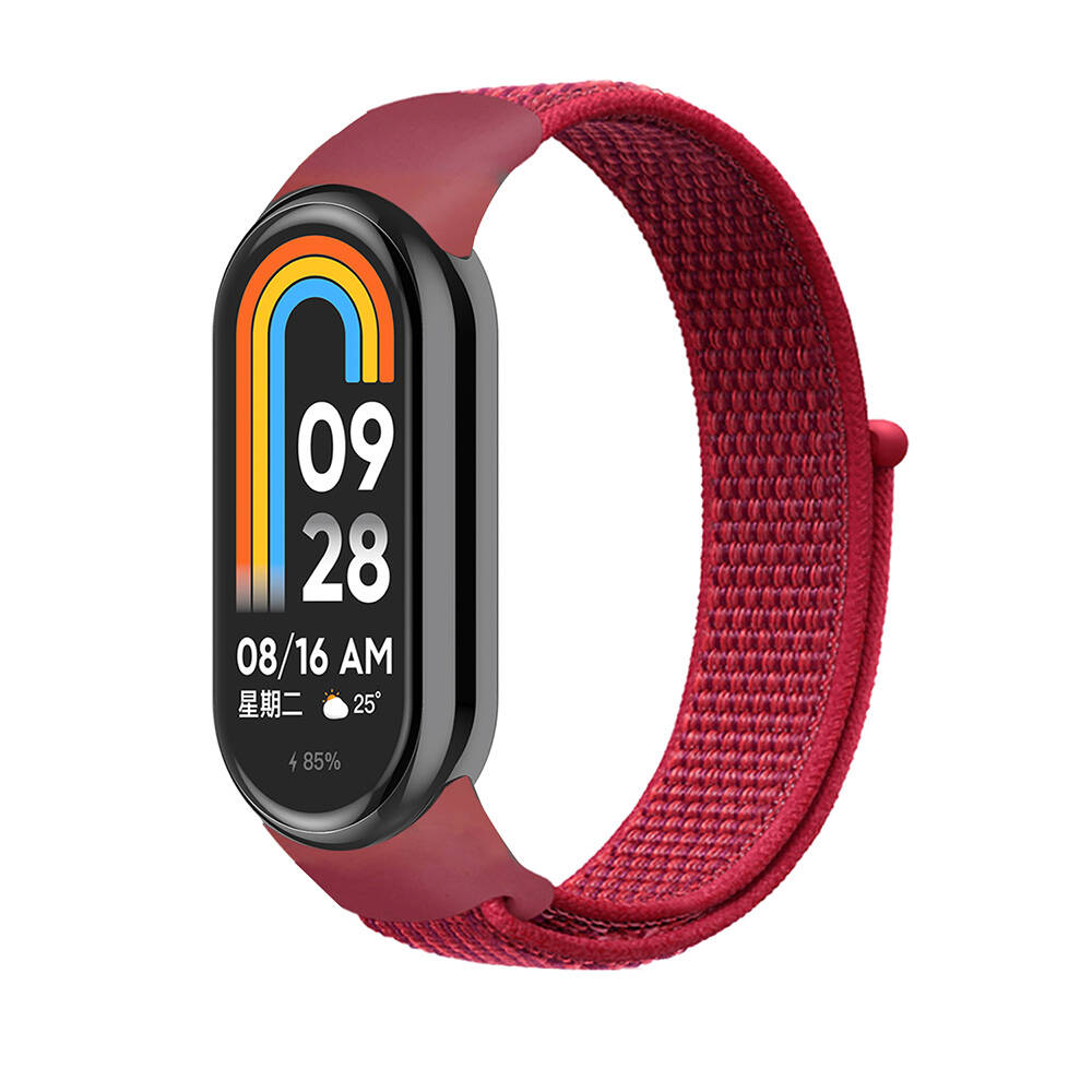 Xiaomi%20Uyumlu%20%20Mi%20Band%208%20Zore%20KRD-03%20Hasır%20Kordon-Kırmızı