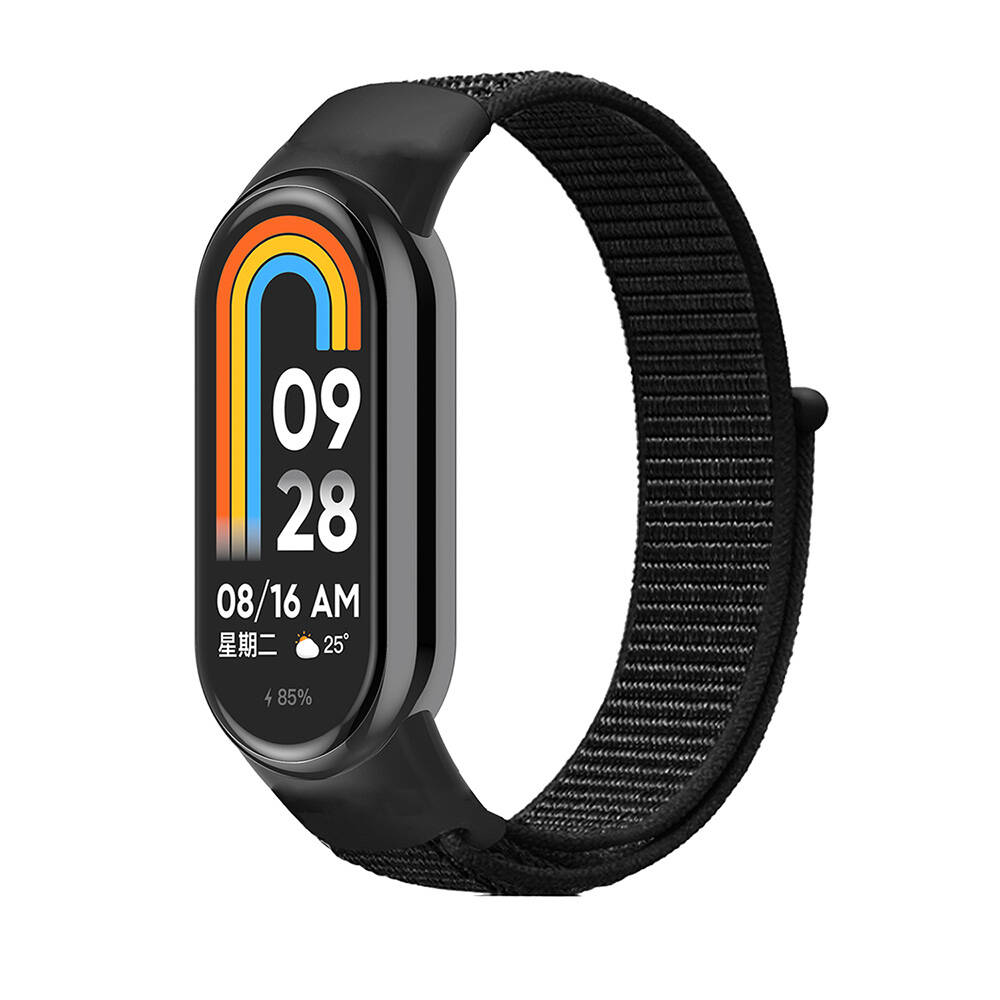 Xiaomi%20Uyumlu%20%20Mi%20Band%208%20Zore%20KRD-03%20Hasır%20Kordon-Koyu%20siyah