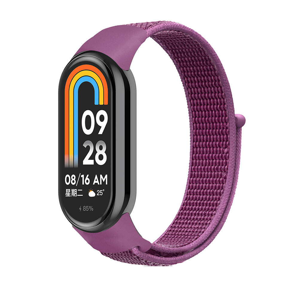 Xiaomi%20Uyumlu%20%20Mi%20Band%208%20Zore%20KRD-03%20Hasır%20Kordon-Mor