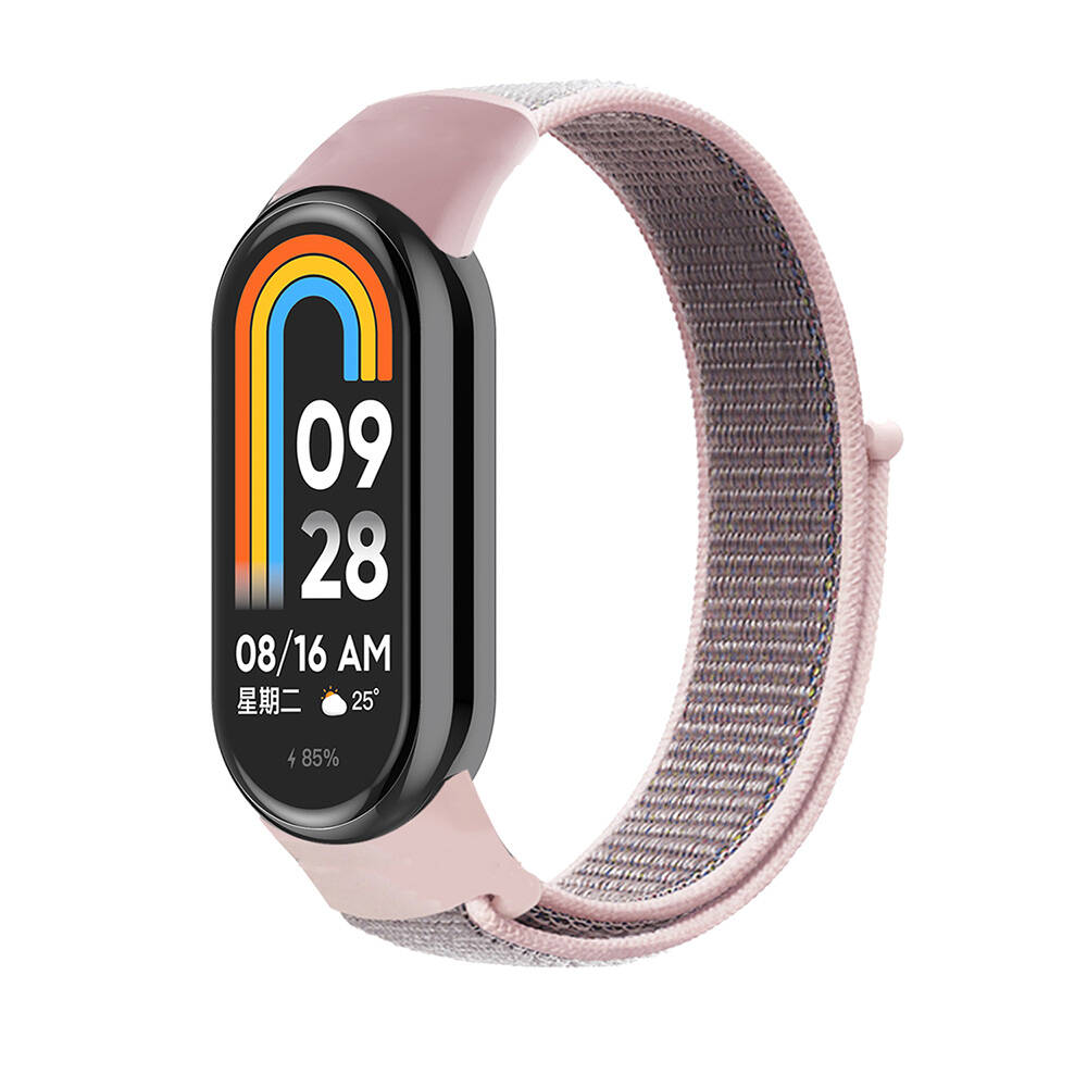 Xiaomi%20Uyumlu%20%20Mi%20Band%208%20Zore%20KRD-03%20Hasır%20Kordon-Pink%20sand