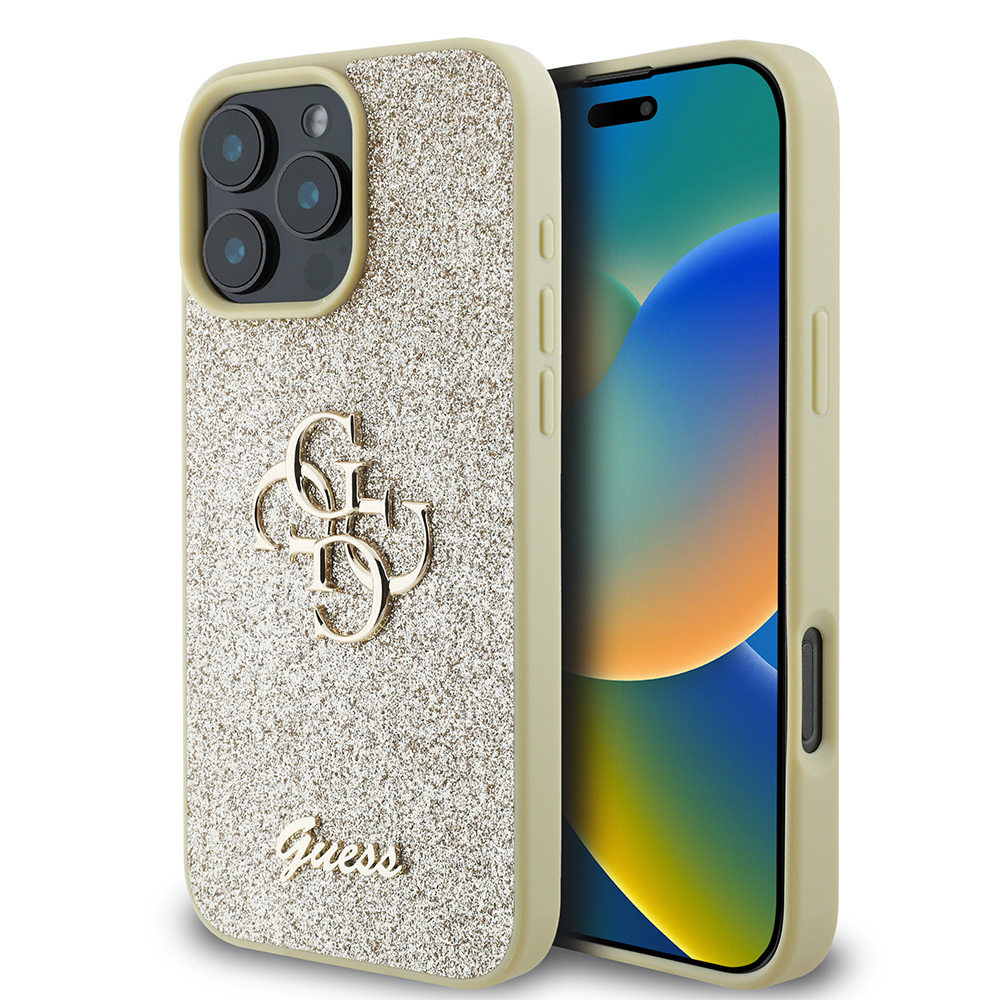 iPhone%20Uyumlu%2016%20Pro%20Kılıf%20Guess%20Orjinal%20Lisanslı%204G%20Büyük%20Metal%20Logolu%20Glitter%20Kapak-Gold