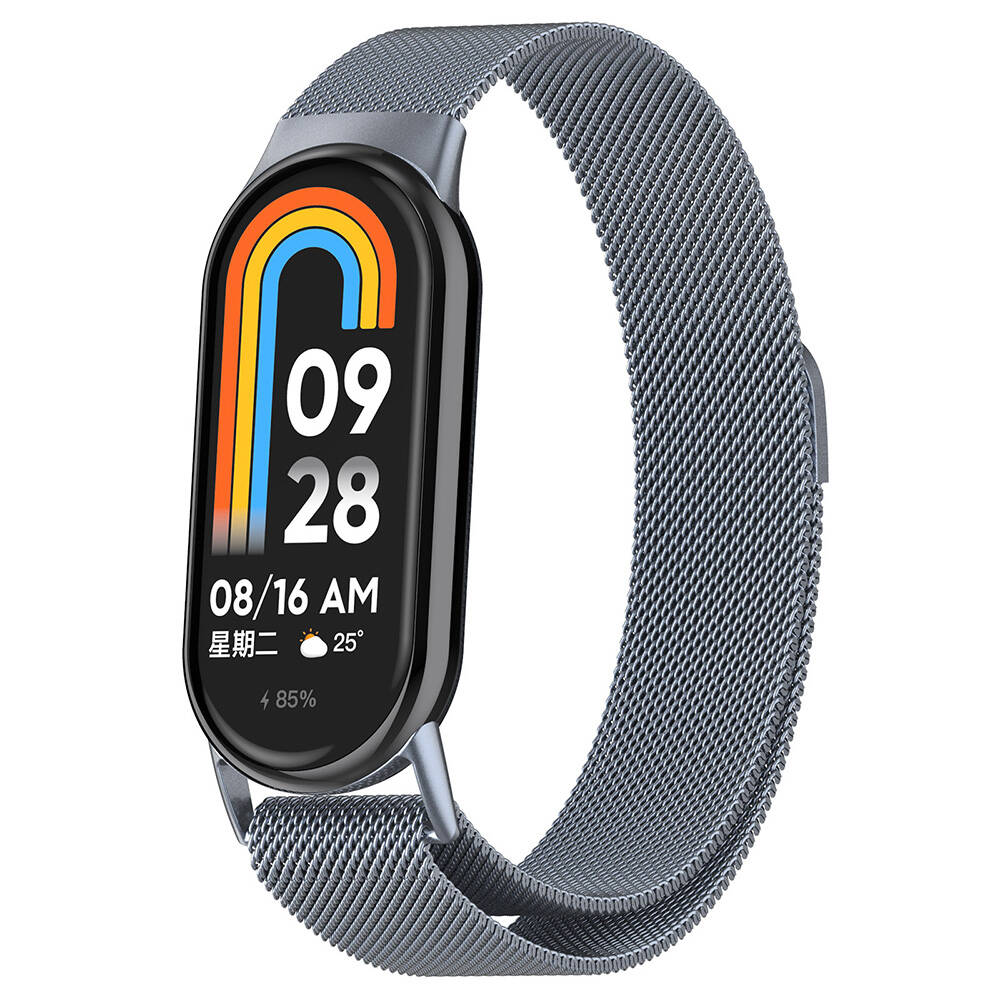 Xiaomi%20Uyumlu%20%20Smart%20Band%208%20Zore%20KRD-01%20Metal%20Kordon-Gri