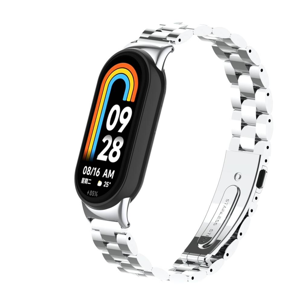 Xiaomi%20Uyumlu%20%20Mi%20Band%208%20KRD-04%20Metal%20Kordon-Gümüş