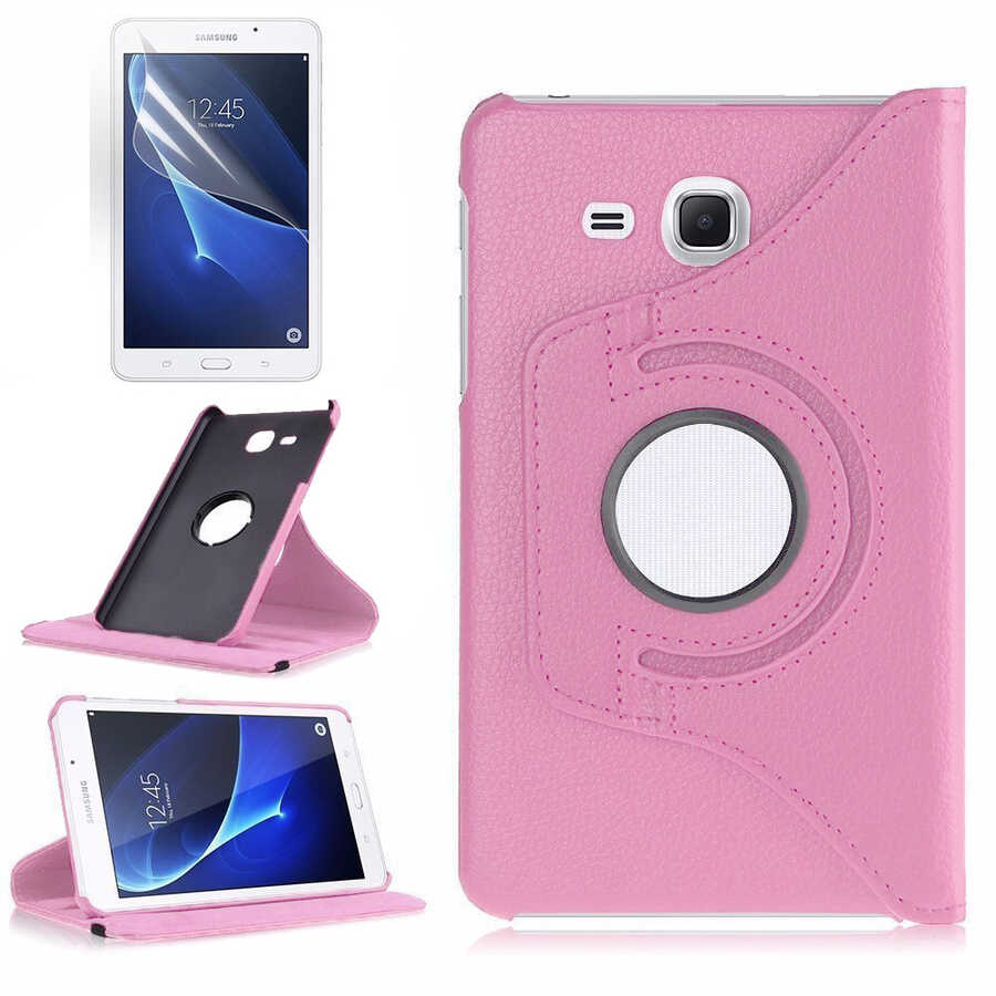 Galaxy%20Uyumlu%20Tab%204%20T280%20Zore%20Dönebilen%20Standlı%20Kılıf-Pembe%20açık