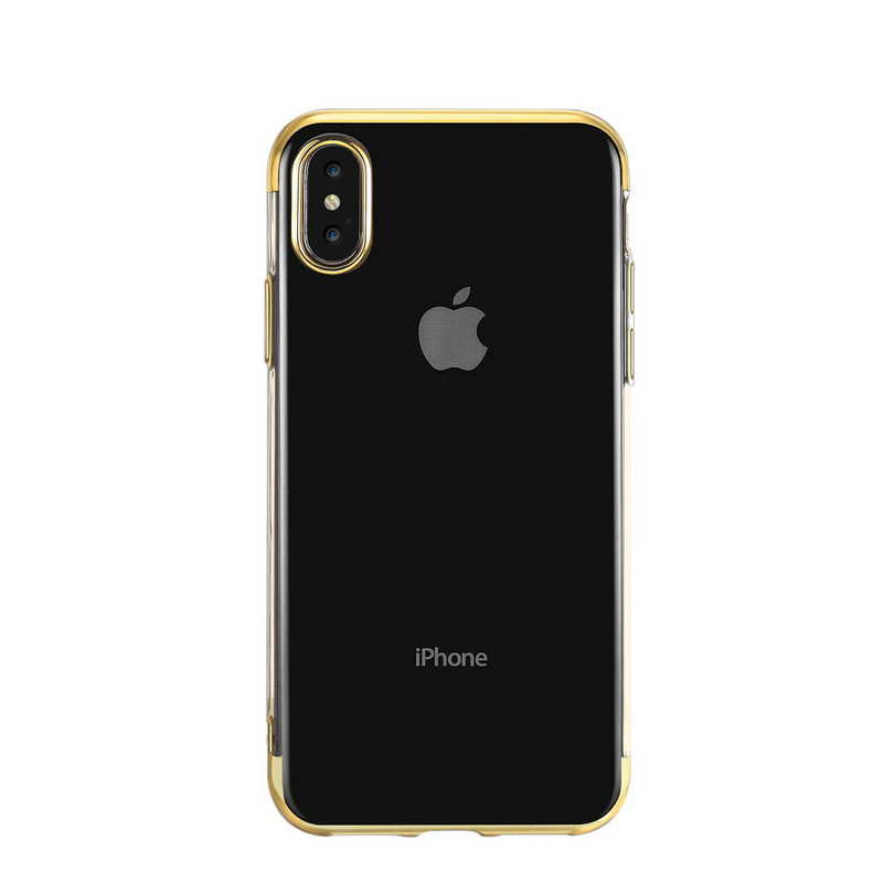 iPhone%20Uyumlu%20XS%20Max%206.5%20Kılıf%20Zore%20Dört%20Köşeli%20Lazer%20Silikon%20Kapak-Gold