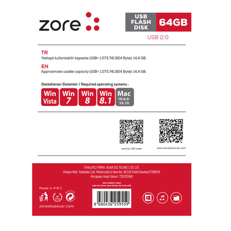 Zore%20Metal%20USB%20Flash%20Disk%2064GB