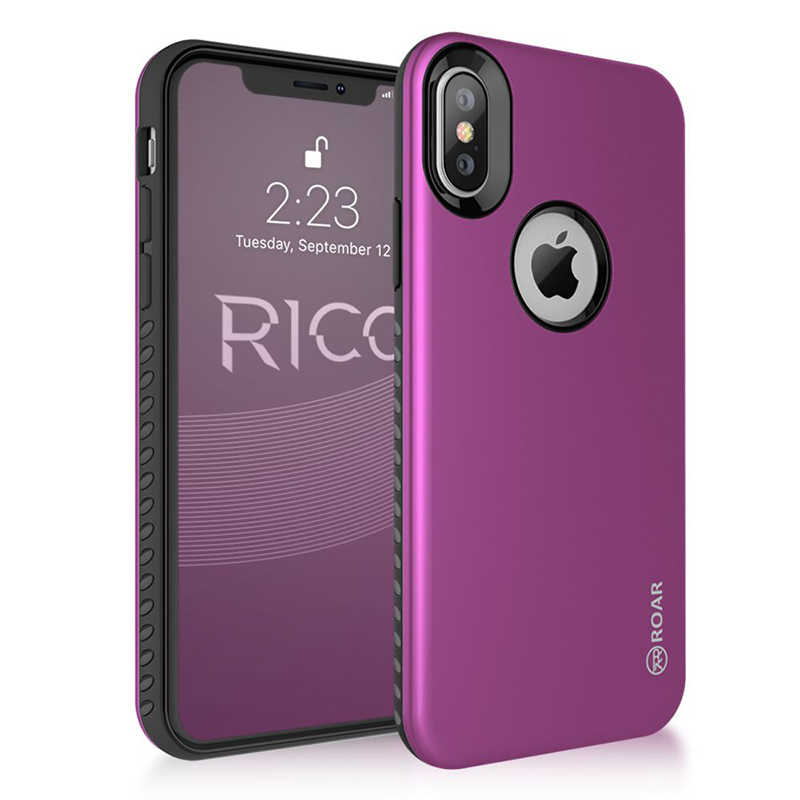 iPhone%20Uyumlu%20X%20Kılıf%20Roar%20Rico%20Hybrid%20Kapak-Mor