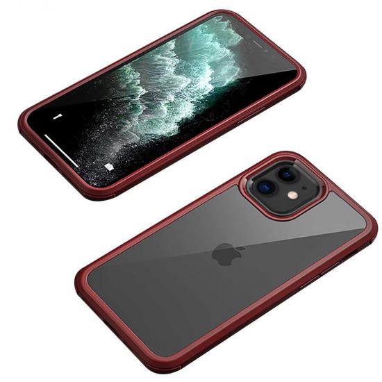 iPhone Uyumlu 12 Kılıf Zore Dor Silikon Temperli Cam Kapak