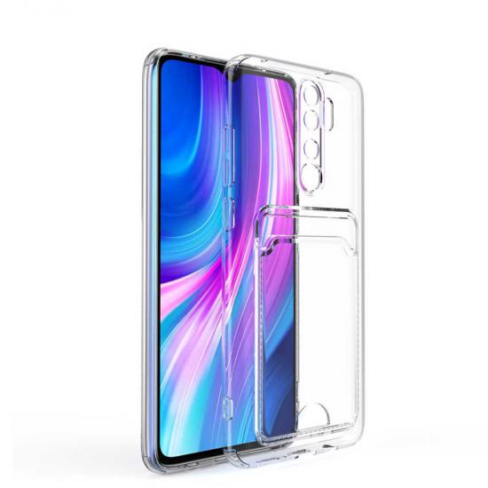 Xiaomi Uyumlu  Redmi Note 8 Pro Kılıf Kartlıklı Şeffaf Zore Setra Clear Silikon Kapak