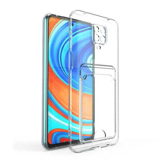 Xiaomi Uyumlu  Redmi Note 9S Kılıf Kartlıklı Şeffaf Zore Setra Clear Silikon Kapak