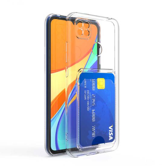 Xiaomi Uyumlu  Redmi 9C Kılıf Kartlıklı Şeffaf Zore Setra Clear Silikon Kapak