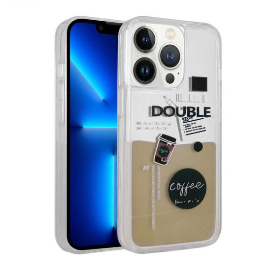 iPhone Uyumlu 12 Pro Kılıf Desenli Sıvılı Zore Drink Silikon Kapak