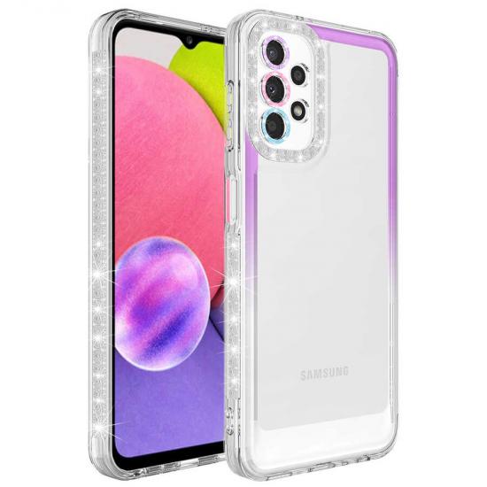 Galaxy Uyumlu A33 5G Kılıf Simli ve Renk Geçiş Tasarımlı Lens Korumalı Zore Park Kapak