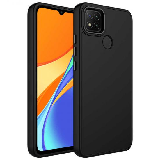 Xiaomi Uyumlu  Redmi 9C Kılıf Metal Çerçeve ve Buton Tasarımlı Silikon Zore Luna Kapak