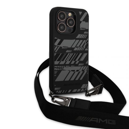 iPhone Uyumlu 14 Pro Max Kılıf AMG Liquid Silikon Strap Telefon Askılı Grafik Dizayn Kapak