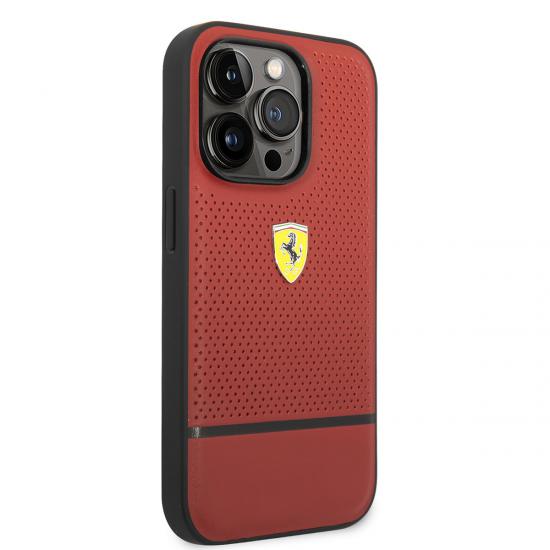 iPhone Uyumlu 14 Pro Max Kılıf Ferrari Orjinal Lisanslı Deri Delikli Ve Çizgili Dizayn Kapak