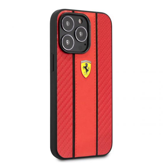 iPhone Uyumlu 14 Pro Max Kılıf Ferrari PU Deri Ve Karbon Dizayn Kapak