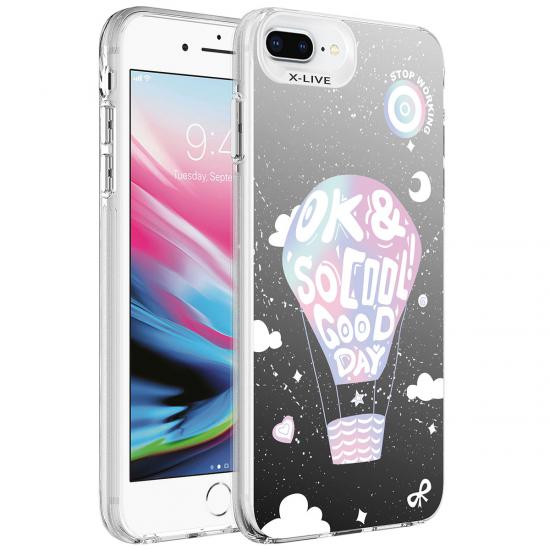 iPhone Uyumlu 7 Plus Kılıf Desenli Zore Silver Sert Kapak