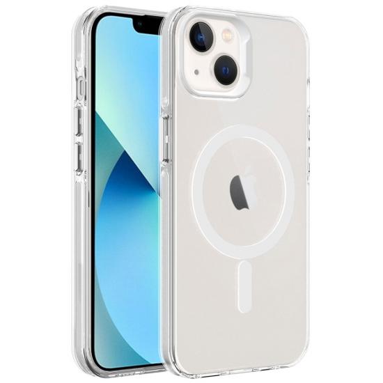 iPhone Uyumlu 13 Kılıf Zore Magsafe Şarj Özellikli Buzlu Transparan C-Pro Sert Kapak