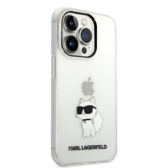 iPhone Uyumlu 14 Pro Max Kılıf Karl Lagerfeld Transparan Choupette Dizayn Kapak