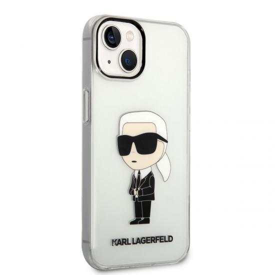 iPhone Uyumlu 14 Kılıf Karl Lagerfeld Transparan İkonik Karl Dizayn Kapak