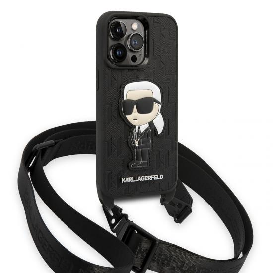 iPhone Uyumlu 14 Pro Max Kılıf Karl Lagerfeld Boyun Askılı Karl Dizayn Kapak